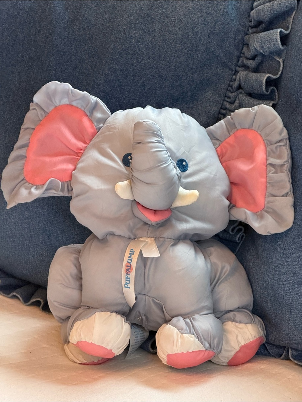 RARE Vintage Fisher Price PUFFALUMP Baby Elephant Plush Toy 1993